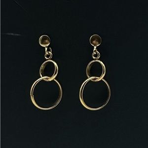 Yellow 12 KT GF Earrings Double Interlocked Rings Post Pierced Hoop Earrings